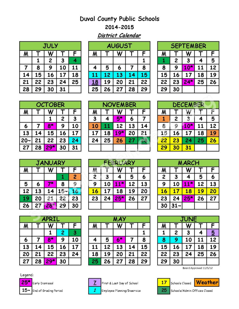 2014 2015 District Calendar Duval County Public Schools 