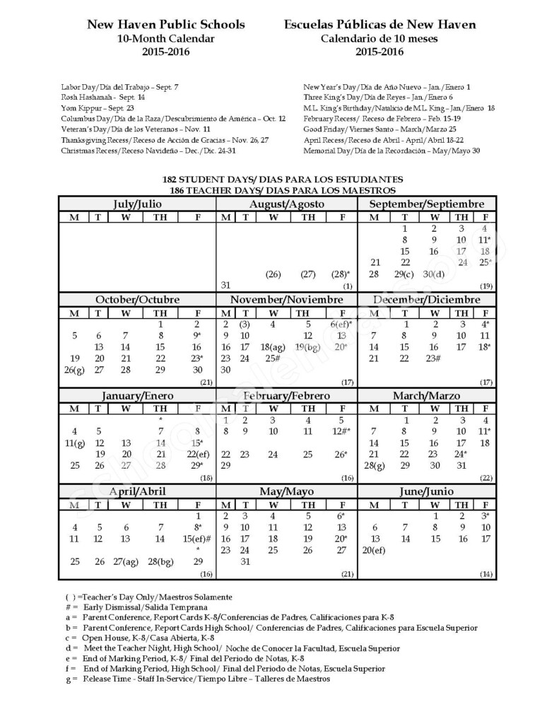 2015 2016 District Calendar Hyde Leadership School Hamden CT