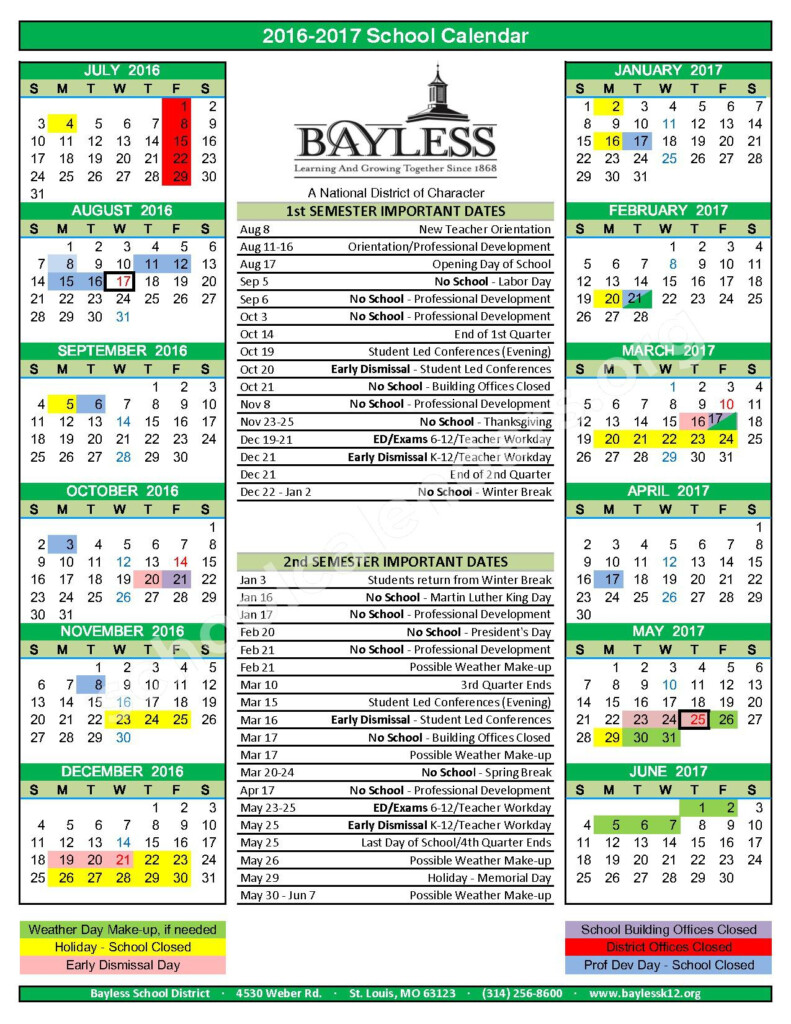 2016 2017 District Calendar Special School District Of St Louis 