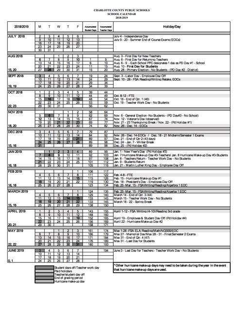 2018 2019 District Regular School Calendar