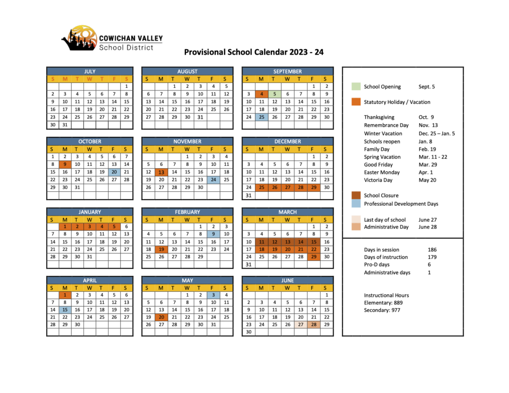 2021 24 School Calendar Engagement Cowichan Valley School District