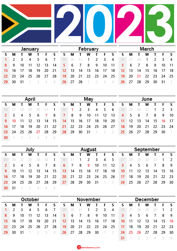 2022 Calendar South Africa With Holidays And Weeks Numbers