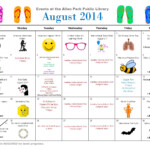 Allen Park Public Library August 2014 Calendar By Allen Park Public