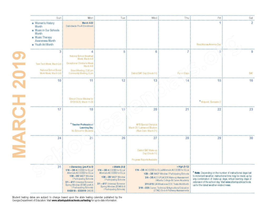 Atlanta Public Schools Calendars Atlanta GA