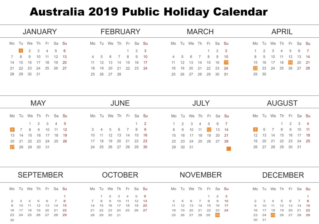 Australia Holiday Calendar 2019 Public Major Holidays Qualads