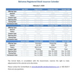 Bahamas Registered Stock Initial Public Offering Calendar