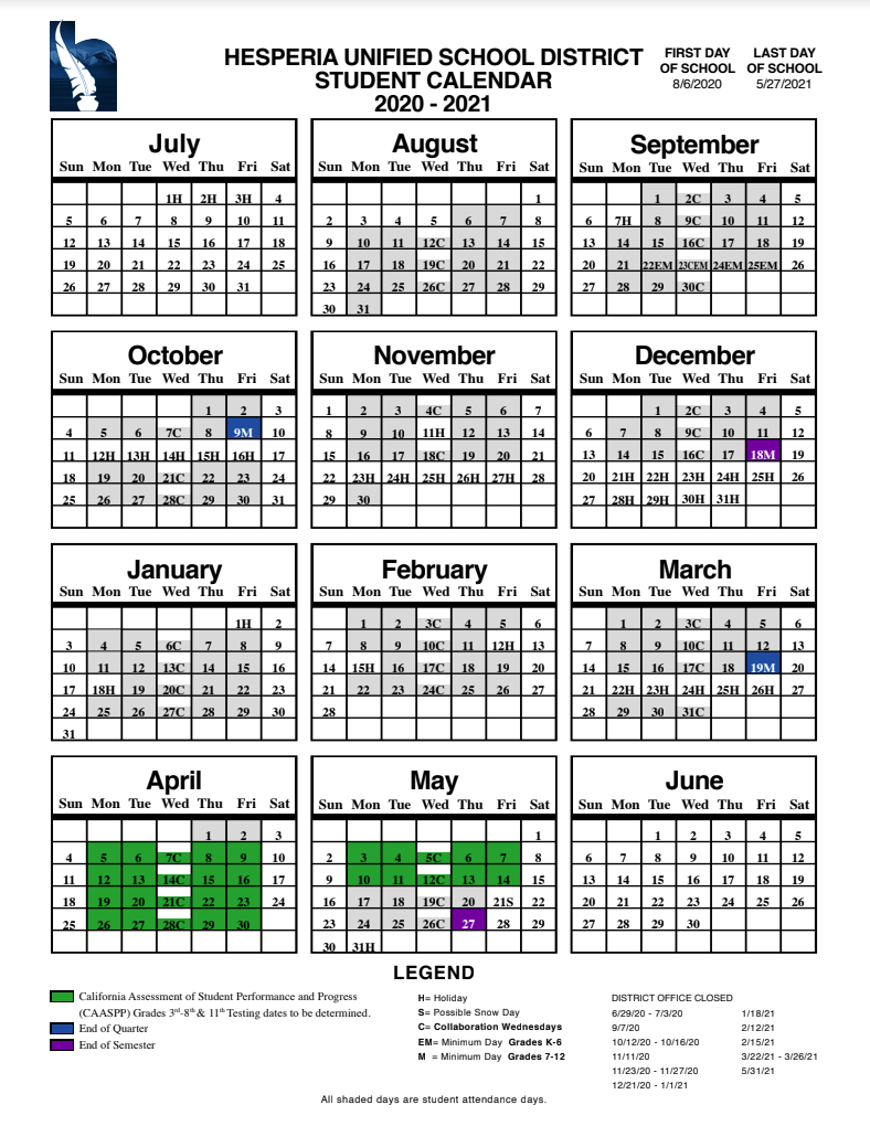 Bay City Public Schools Calender 2021 2020 Printable Calendar 2020 2021