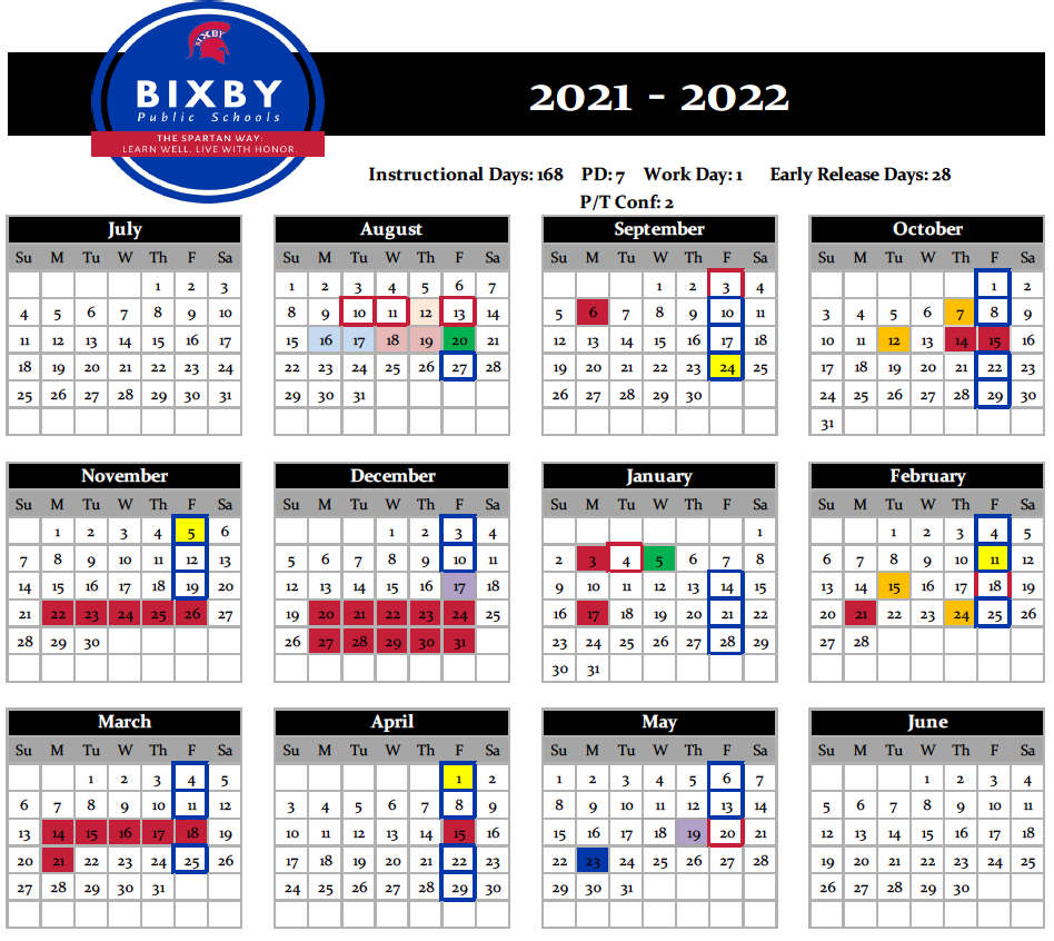 Bixby Public Schools Calendar 2022 2023 August Calendar 2022