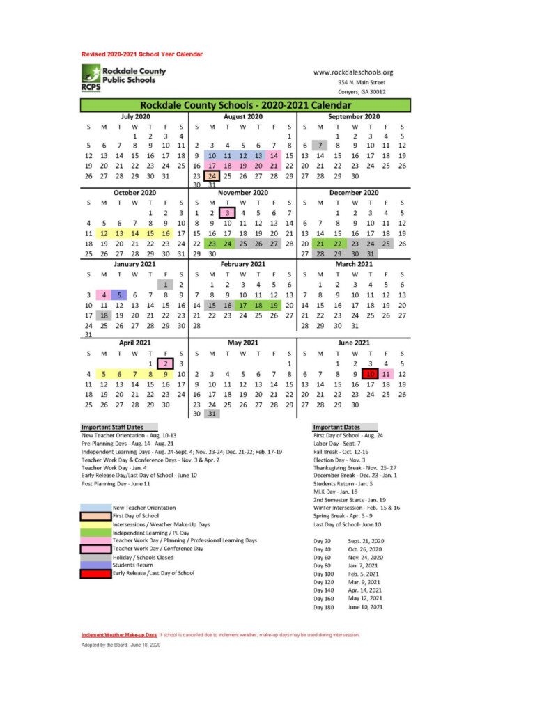 Calendars Rockdale County Public Schools Printable Calendars 2021