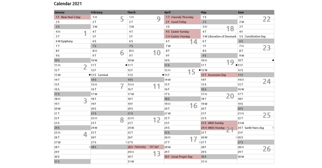 Calender For 2023 With Public Holidays In Denmark Observances And Week 