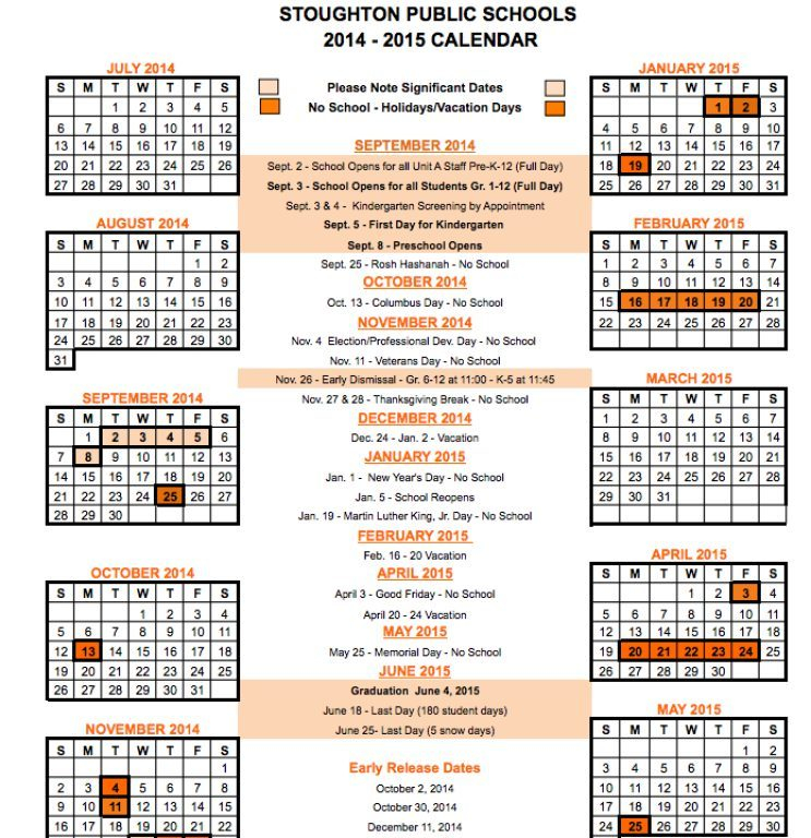 Check Out The Stoughton Public Schools 2014 2015 Calendar Stoughton 