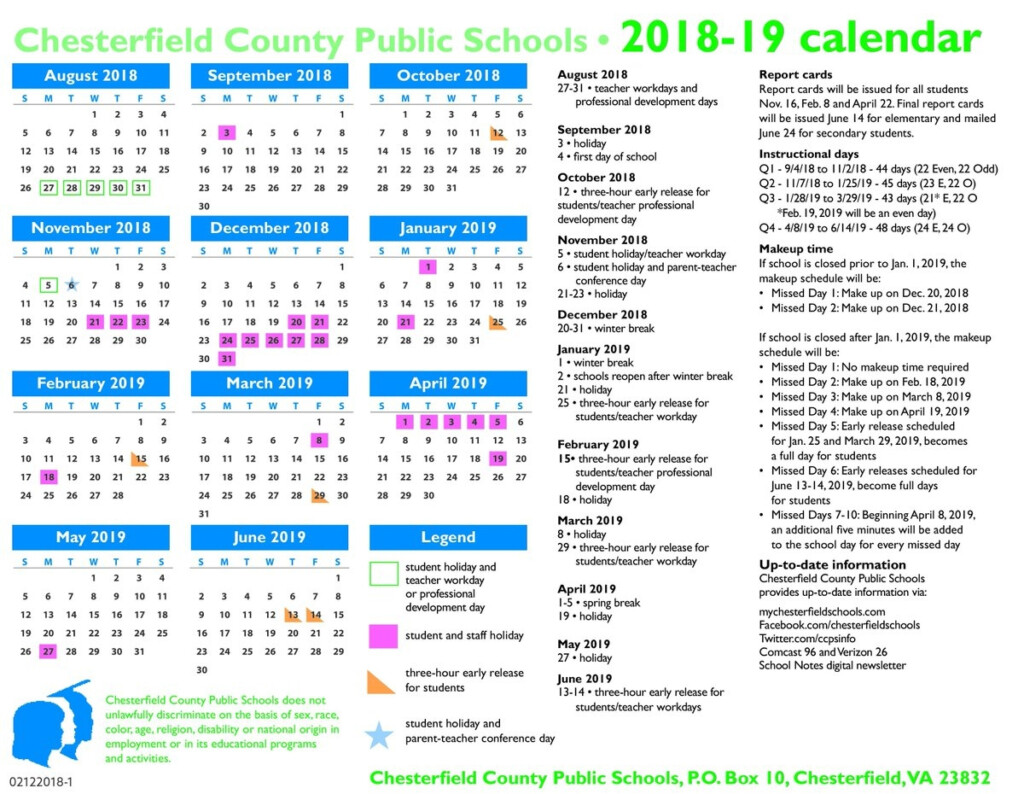 Chesterfield County Public Schools Calendar Qualads