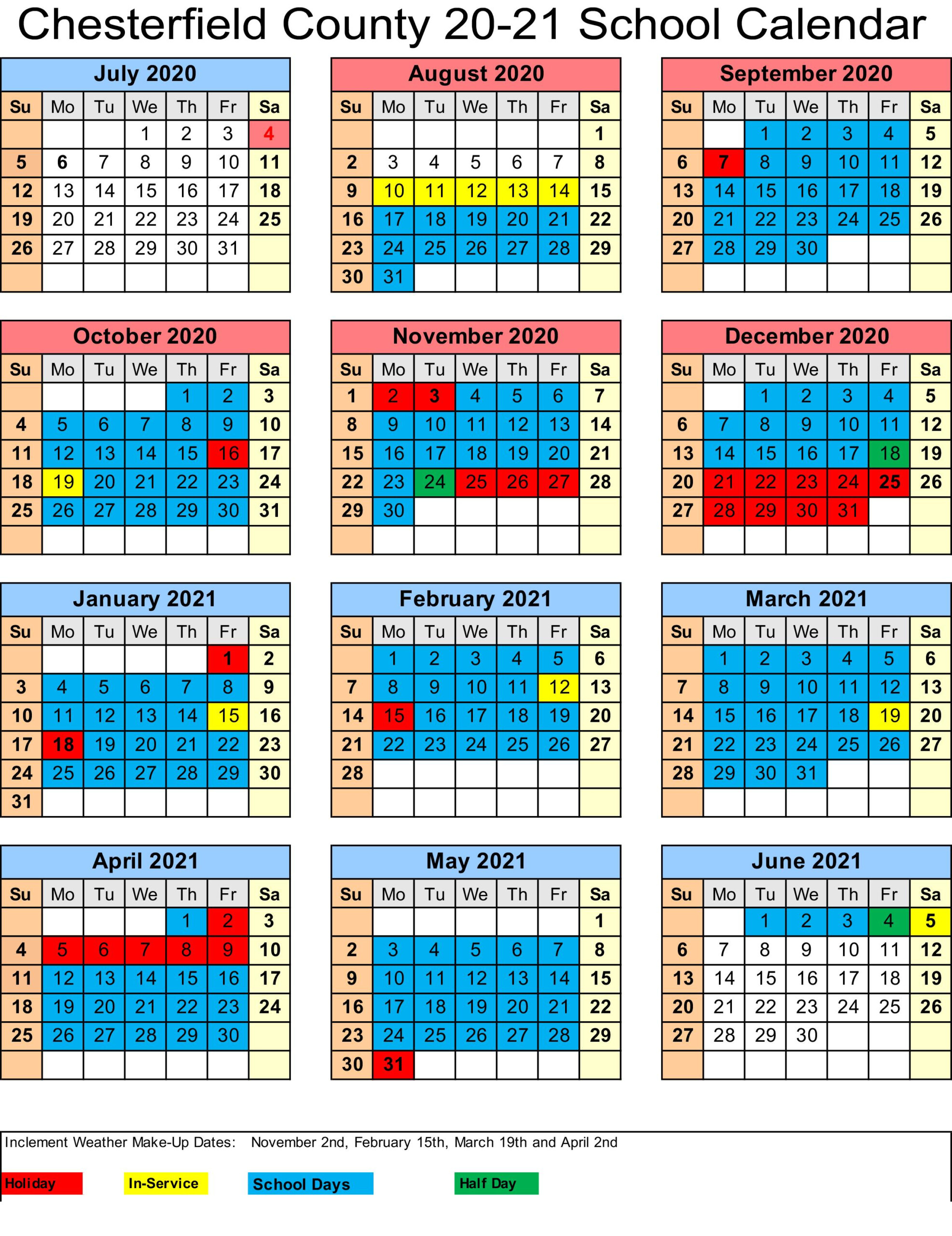 Chesterfield County School District Calendar 2021 And 2022