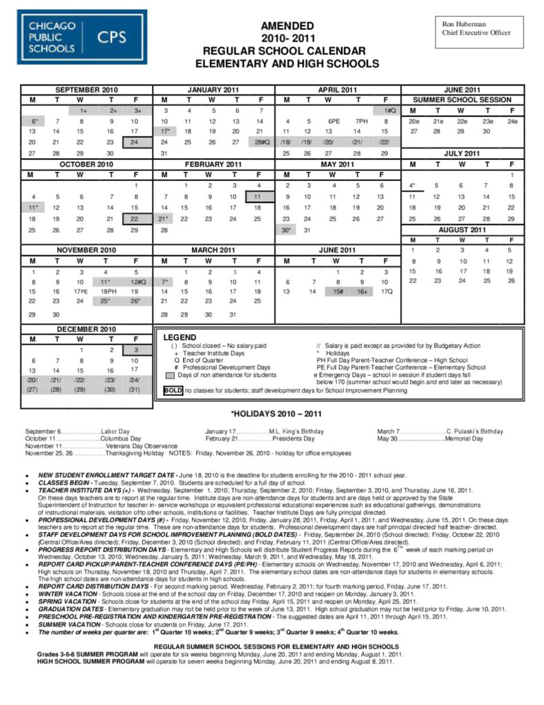 Chicago Public Schools Calendar 2010 2011 By Al Delgado Issuu