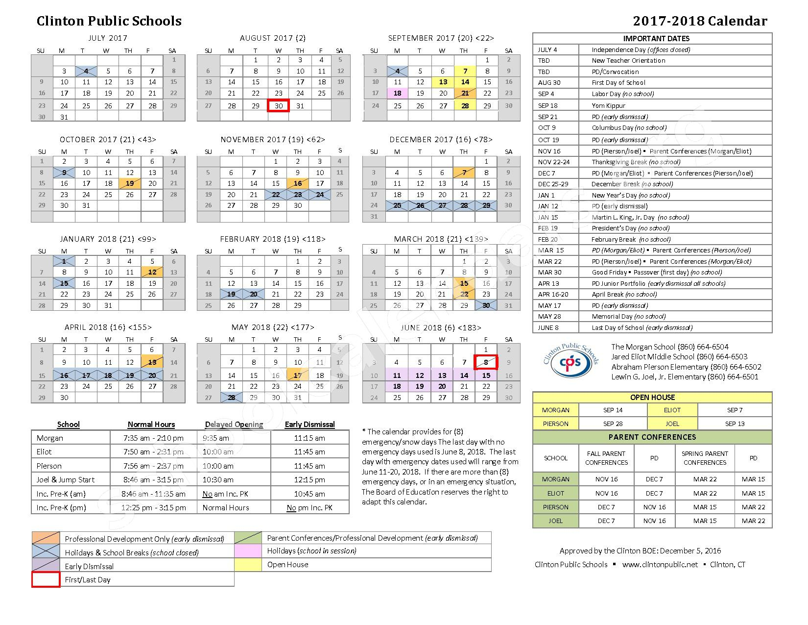 Clinton Public Schools Calendars Clinton CT