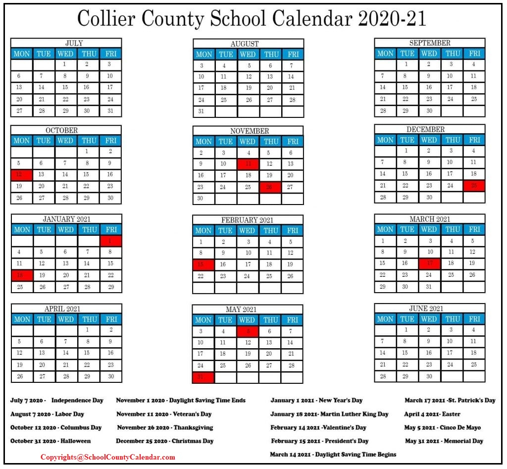 Collier County School Calendar 2021 2022 Important Update County 