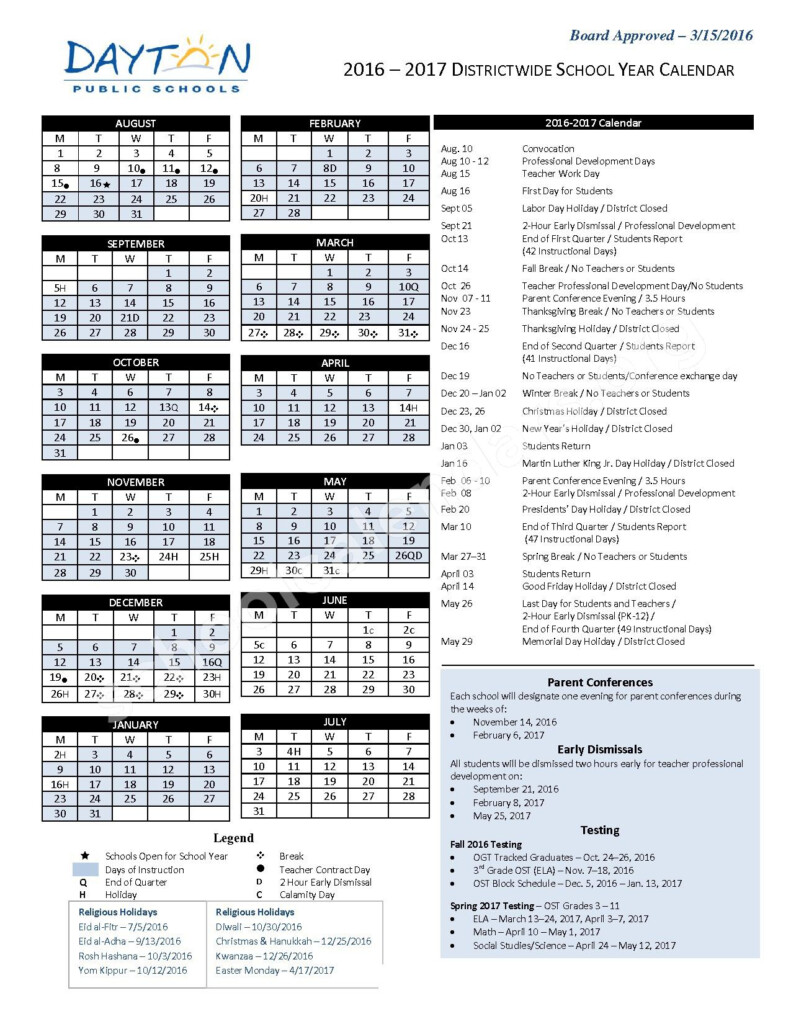 Dayton Public Schools Calendars Dayton OH