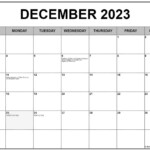 December 2023 With Holidays Calendar