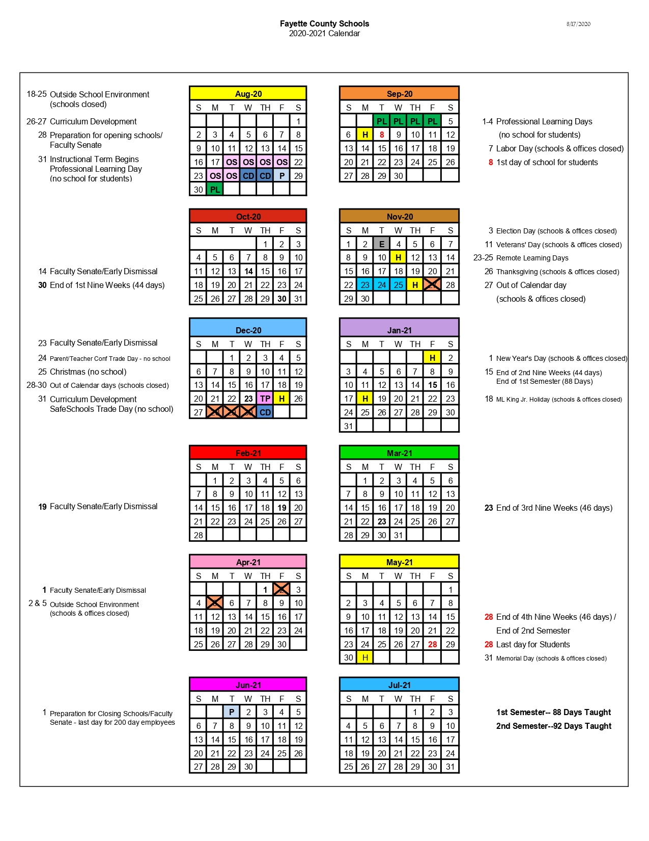 Fayette County Public Schools Calendar 2021 22 March 2021