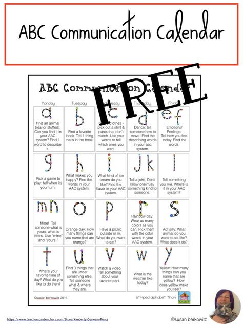 Free Communication Calendar For AAC And Speech Therapy Summer 2016 