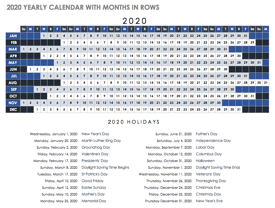 Free Excel Calendar Templates