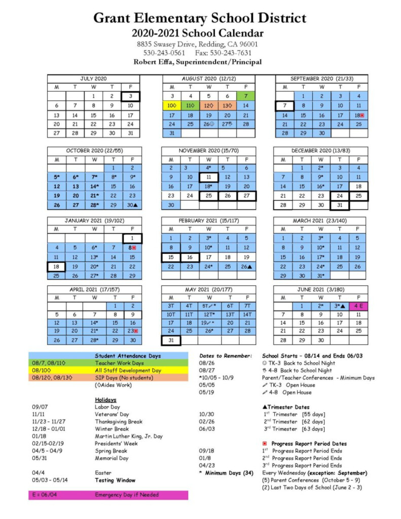 Grant Elementary School District Calendar 2021 And 2022 PublicHolidays us