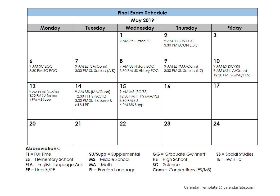 Gwinnett County School Calendar 2019 20 Free Calendar Template