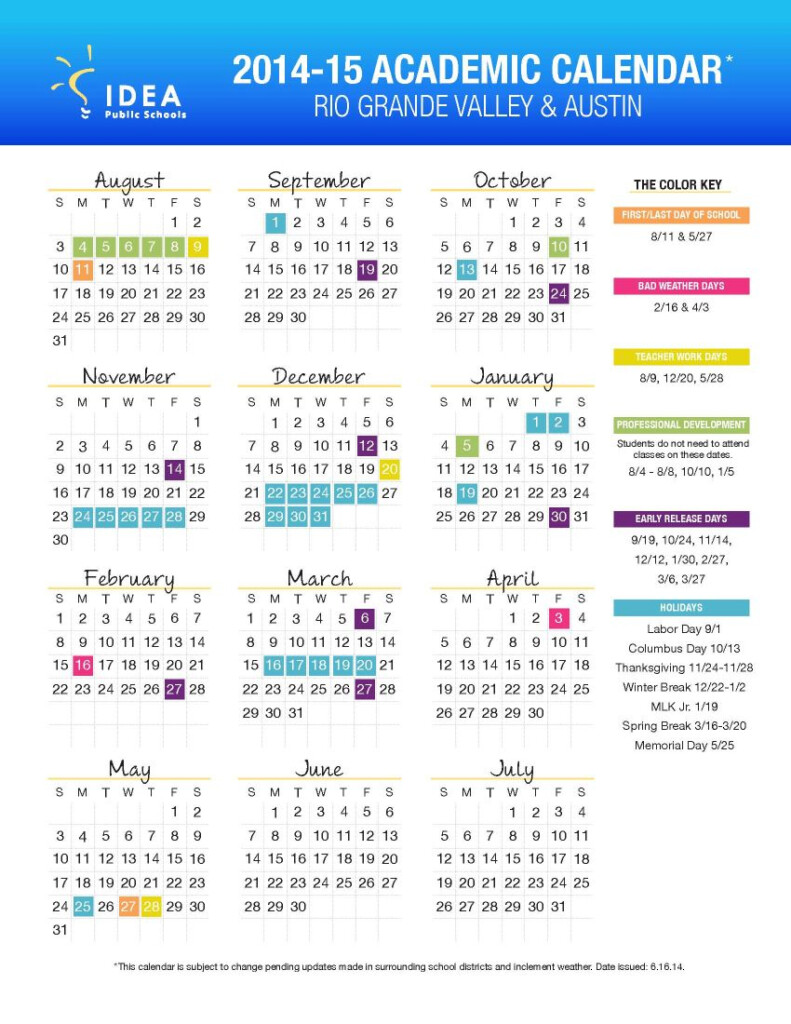 Idea Academic Calendar