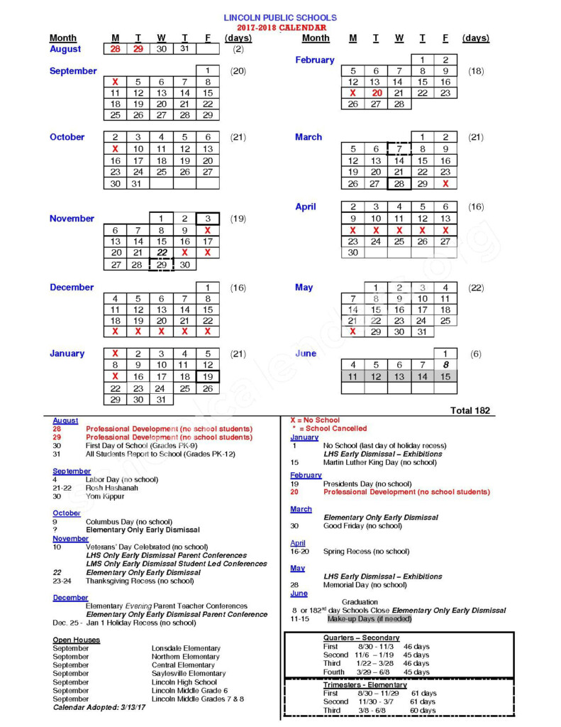 Lincoln Senior High School Calendars Lincoln RI