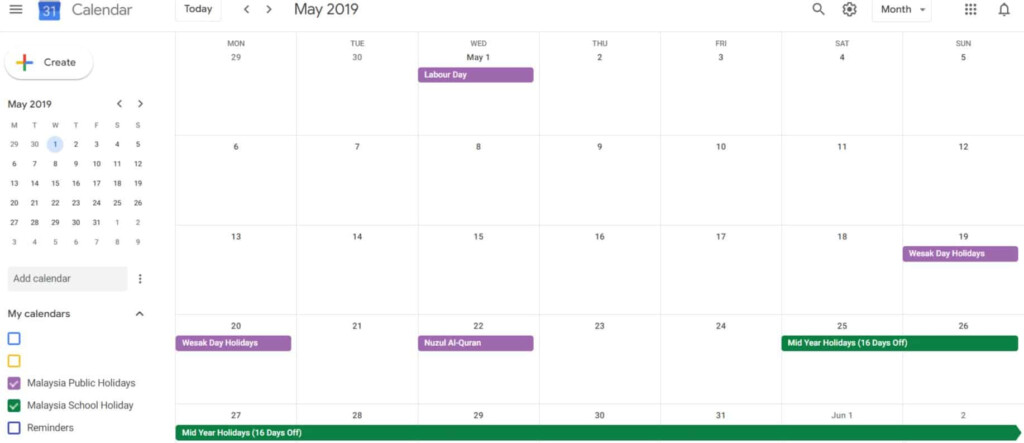 Malaysia Public Holidays School Holidays 2019 In Google Calendar 