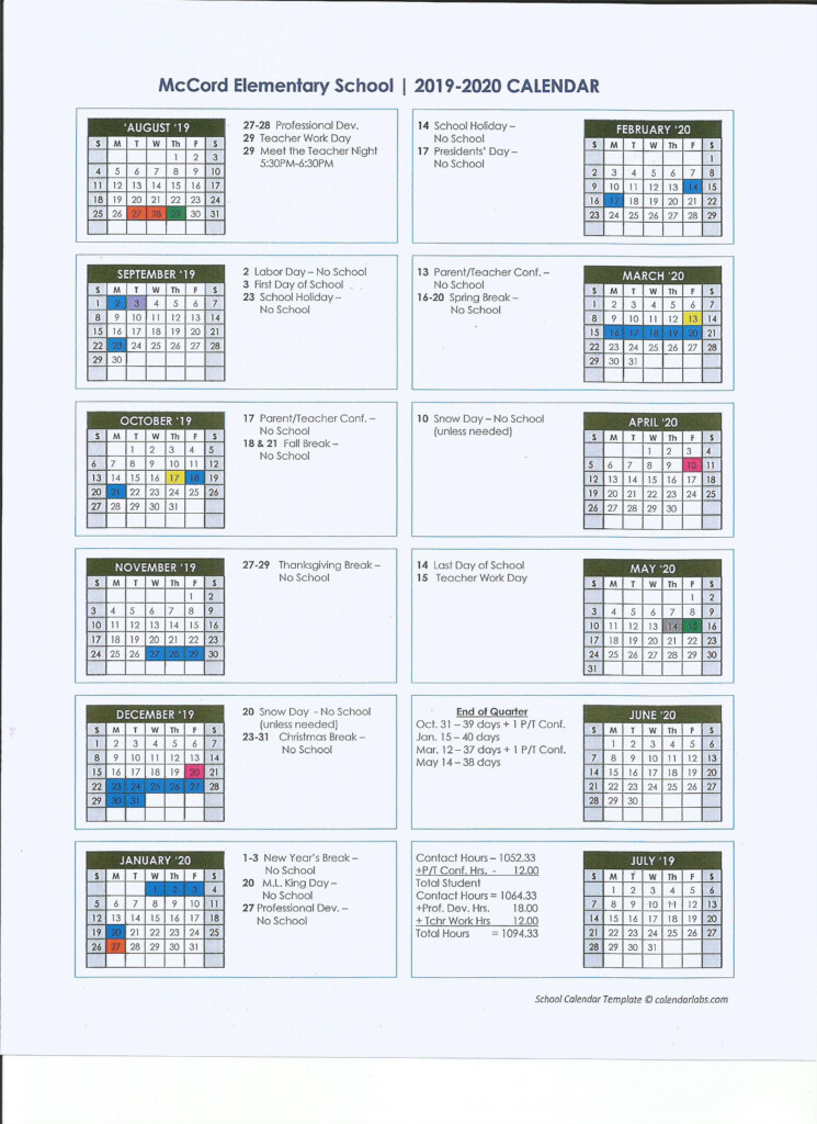 Mccord Public Schools Calendar 2020 PublicHolidays us