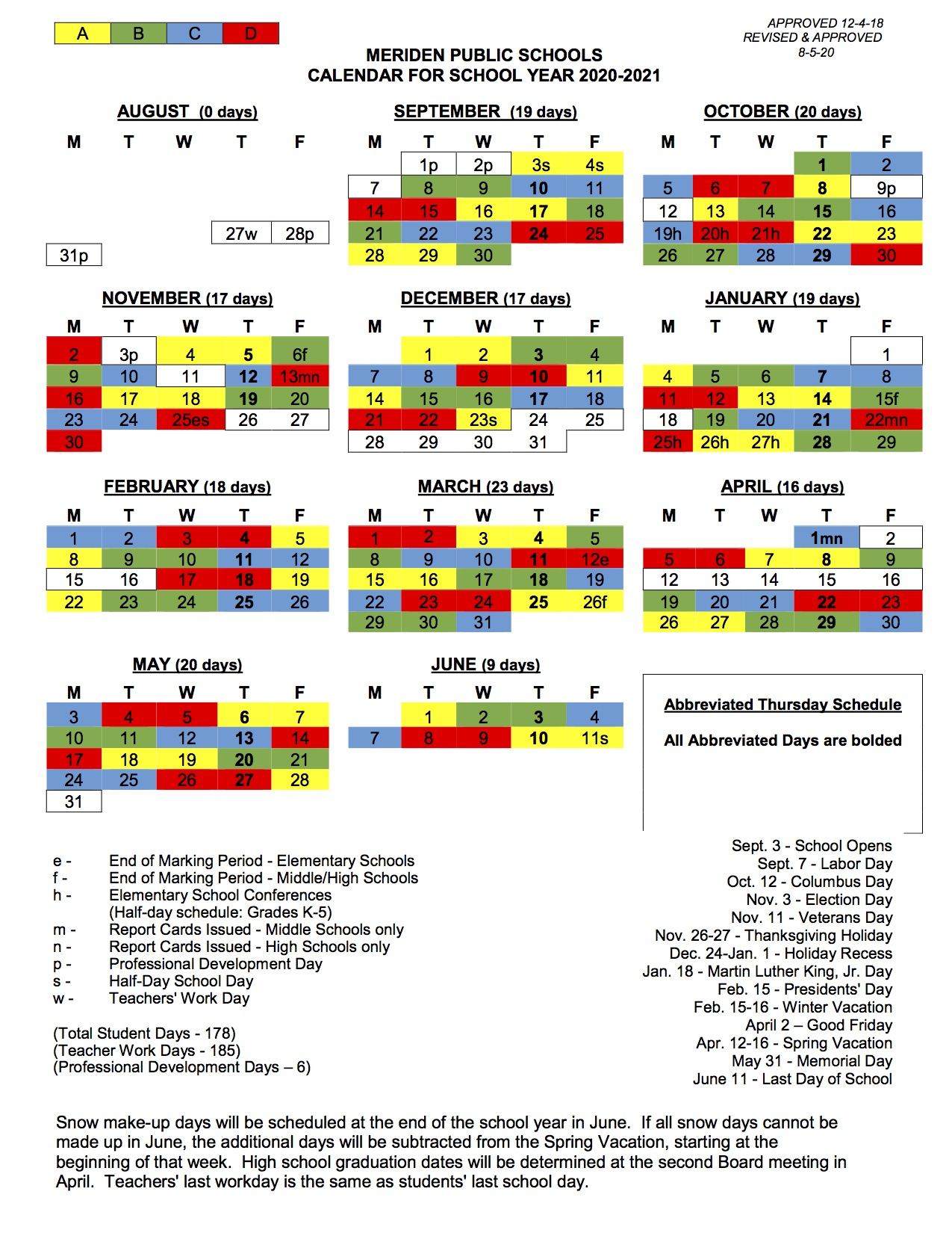 Meriden Public Schools Calendar 2019 2021 Calendar Nov 2021