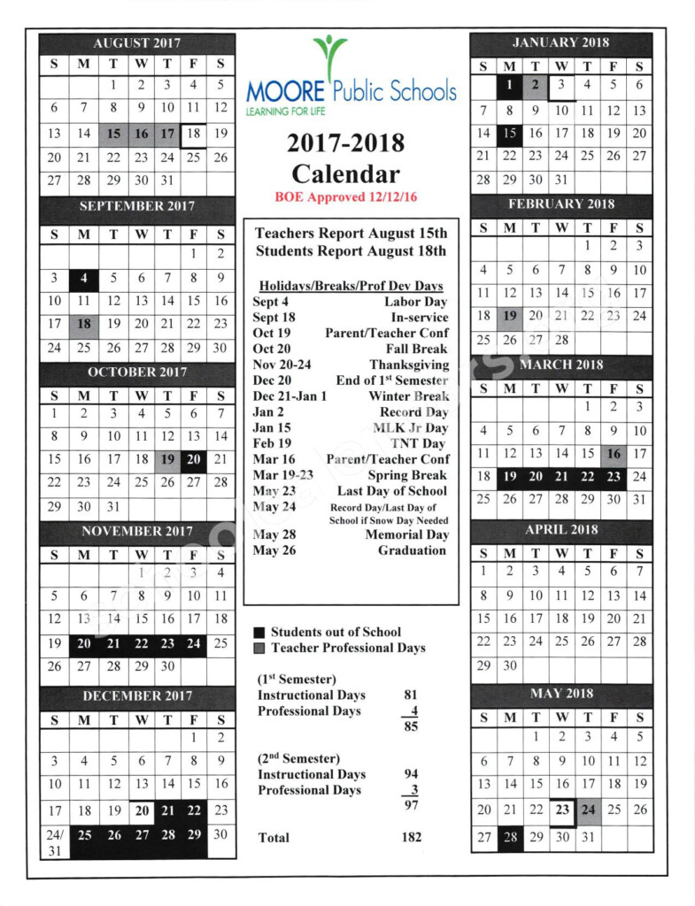 Moore Public Schools Calendars Moore OK