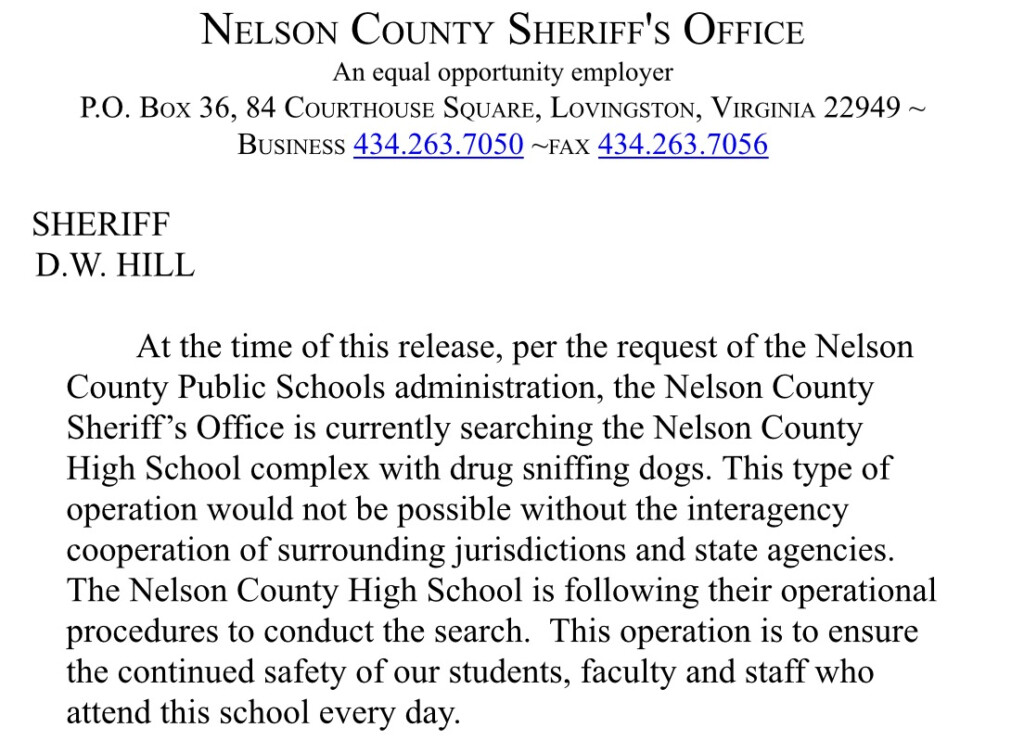 Nelson Lovingston Sheriff s Officers Conduct Search For Drugs In 