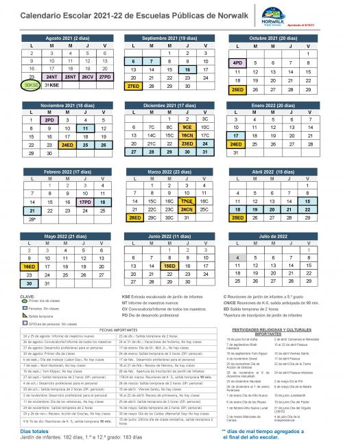 Norwalk Public Schools Official District Calendar