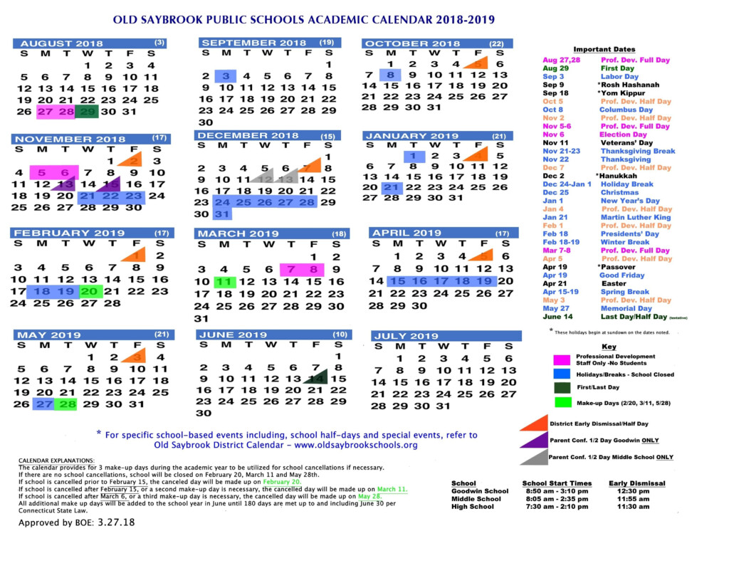 Old Saybrook Public Schools Calendar Catch School Calendar Academic 