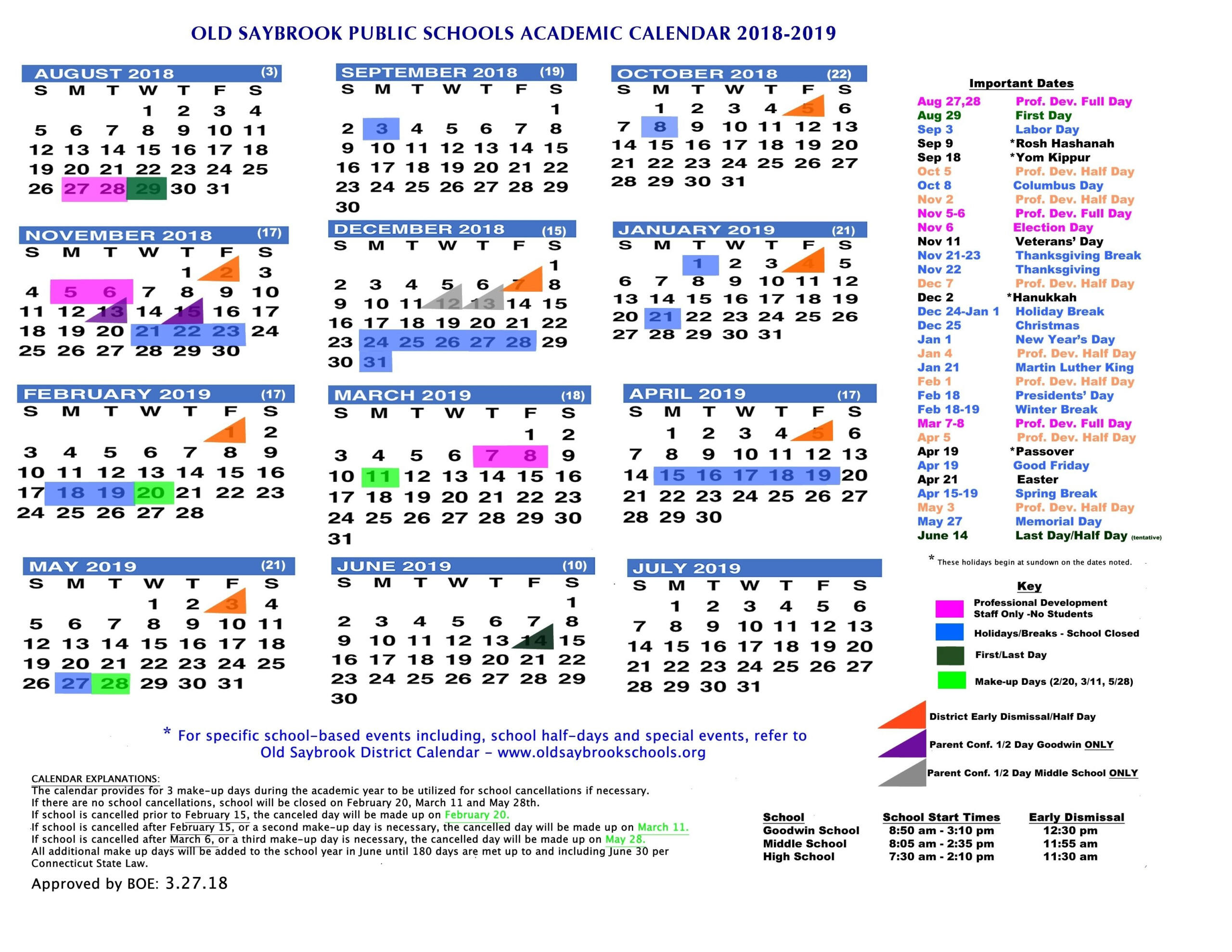 Old Saybrook Public Schools Calendar Catch School Calendar Academic