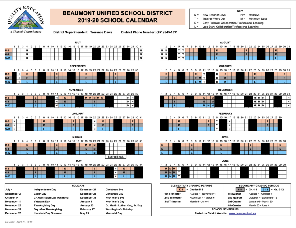 Ontario Montclair School District Calendar Printable Calendar 2021 2022