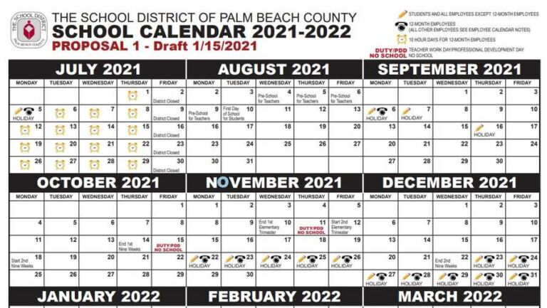 Palm Beach County School Calendar 2021 2022 Important Update County 