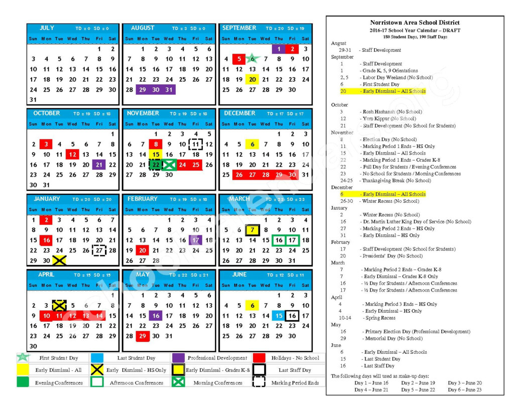 Paul V Fly Elementary School Calendars Norristown PA