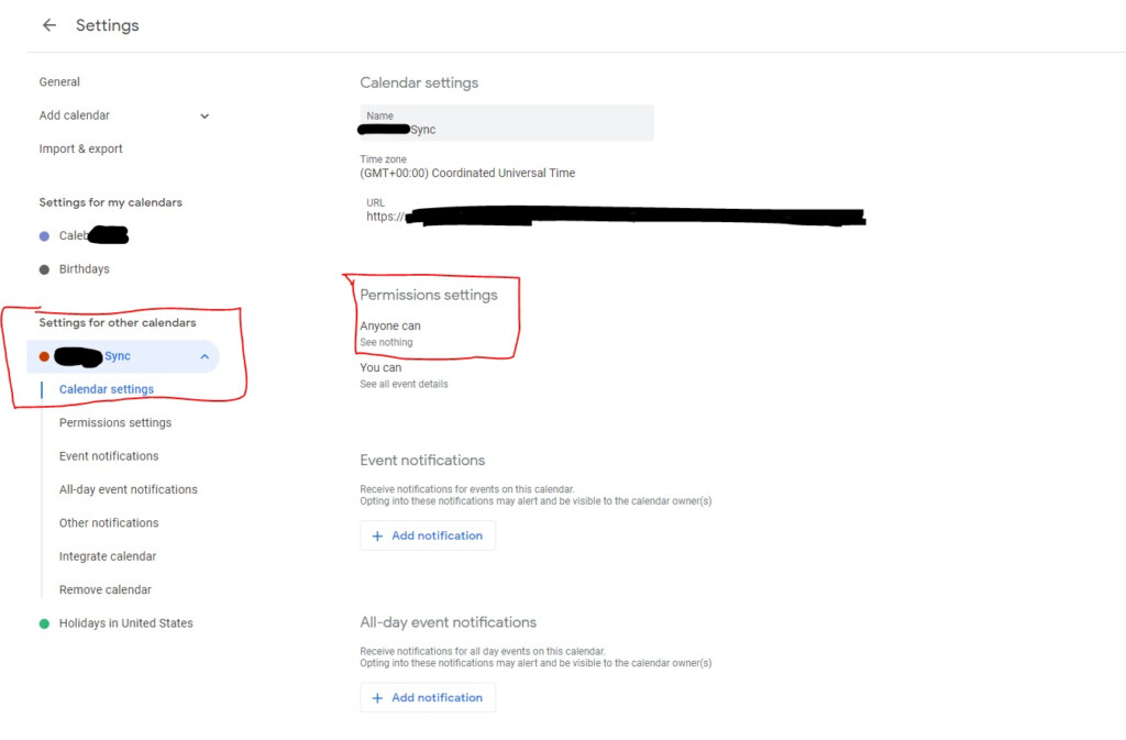 Permission Settings Not Available For URL Other Calendars In Google 