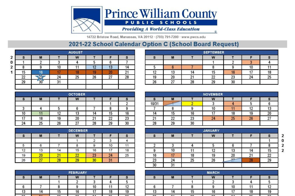 Prince William County Public Schools Calendar 2022