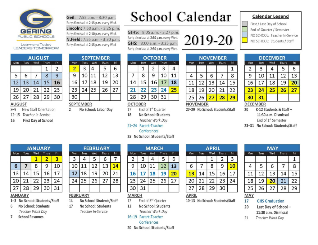 Print Academic Calendar 2020 19 Month Calendar Printable