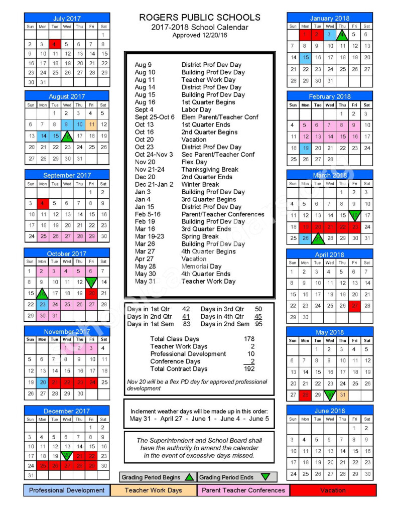 Rogers Public Schools Calendars Rogers AR