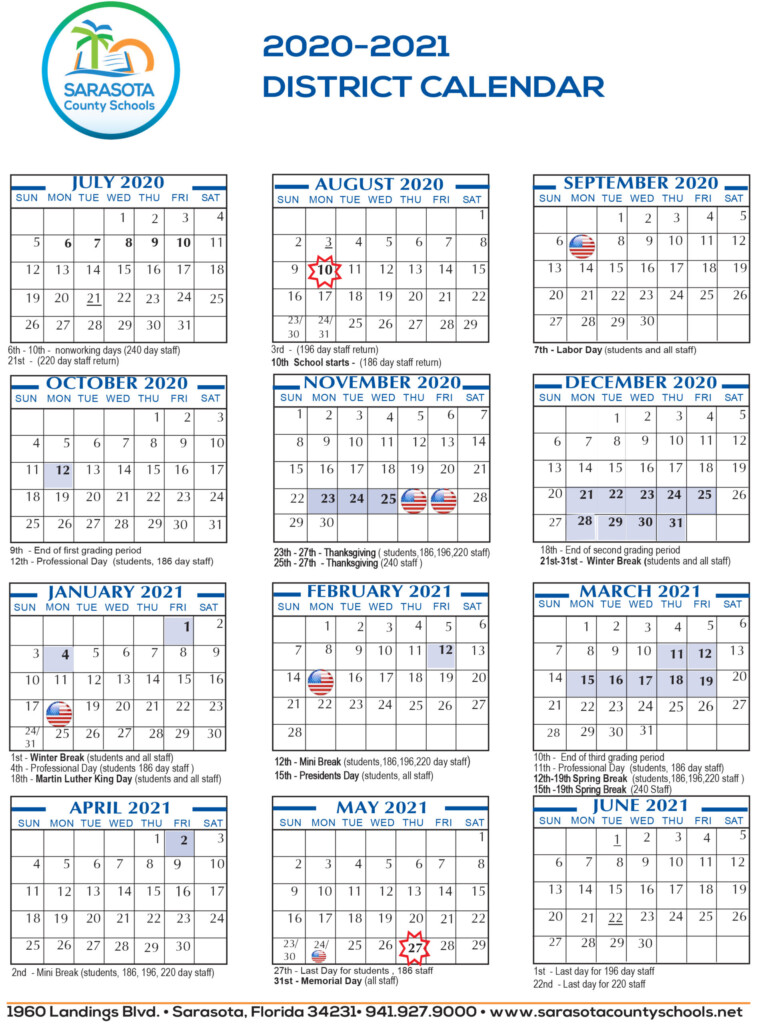 Sarasota County Schoos Calendar 2022 Calendar Printable 2022