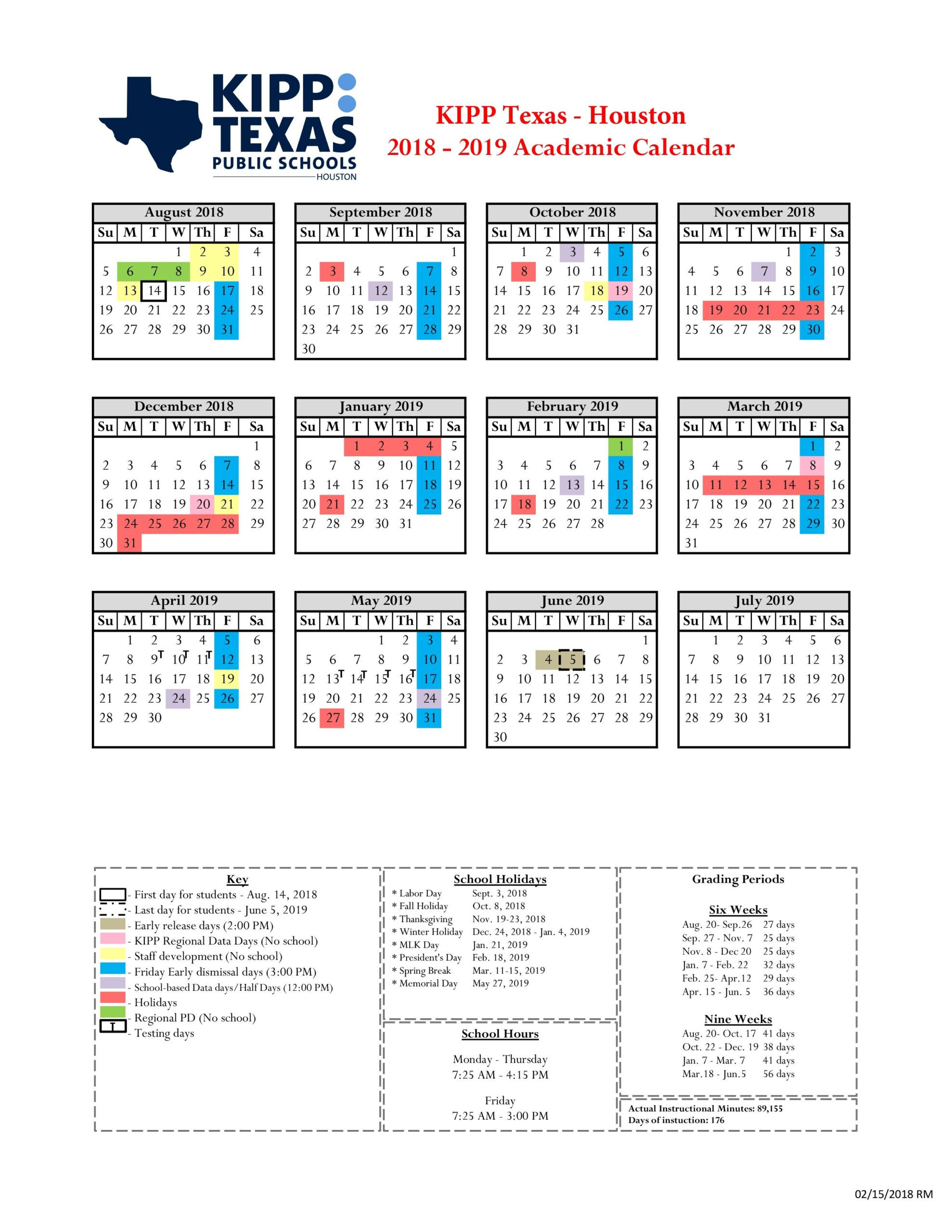 School Calendar Kipp Houston Public Schools Dowload School Calendar