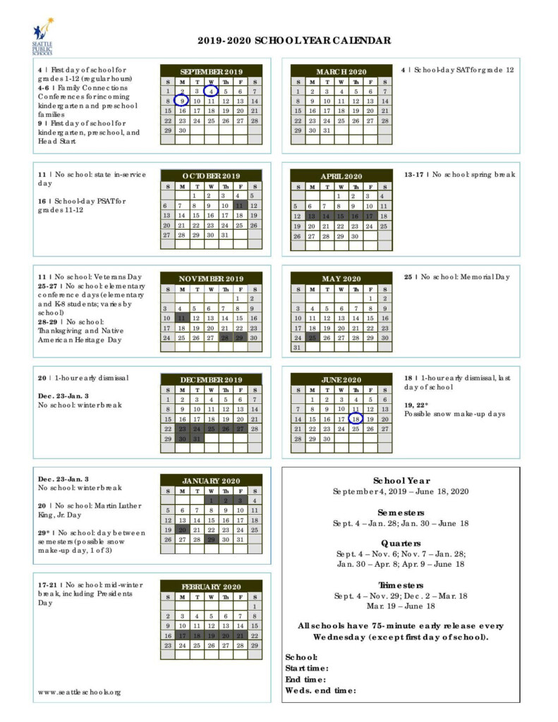 Seattle Public Schools Calendar With Holidays Images Https www 