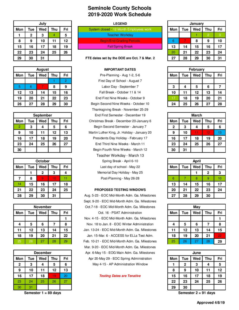 Seminole County Public Schools Calendar 2021 2021 Calendar