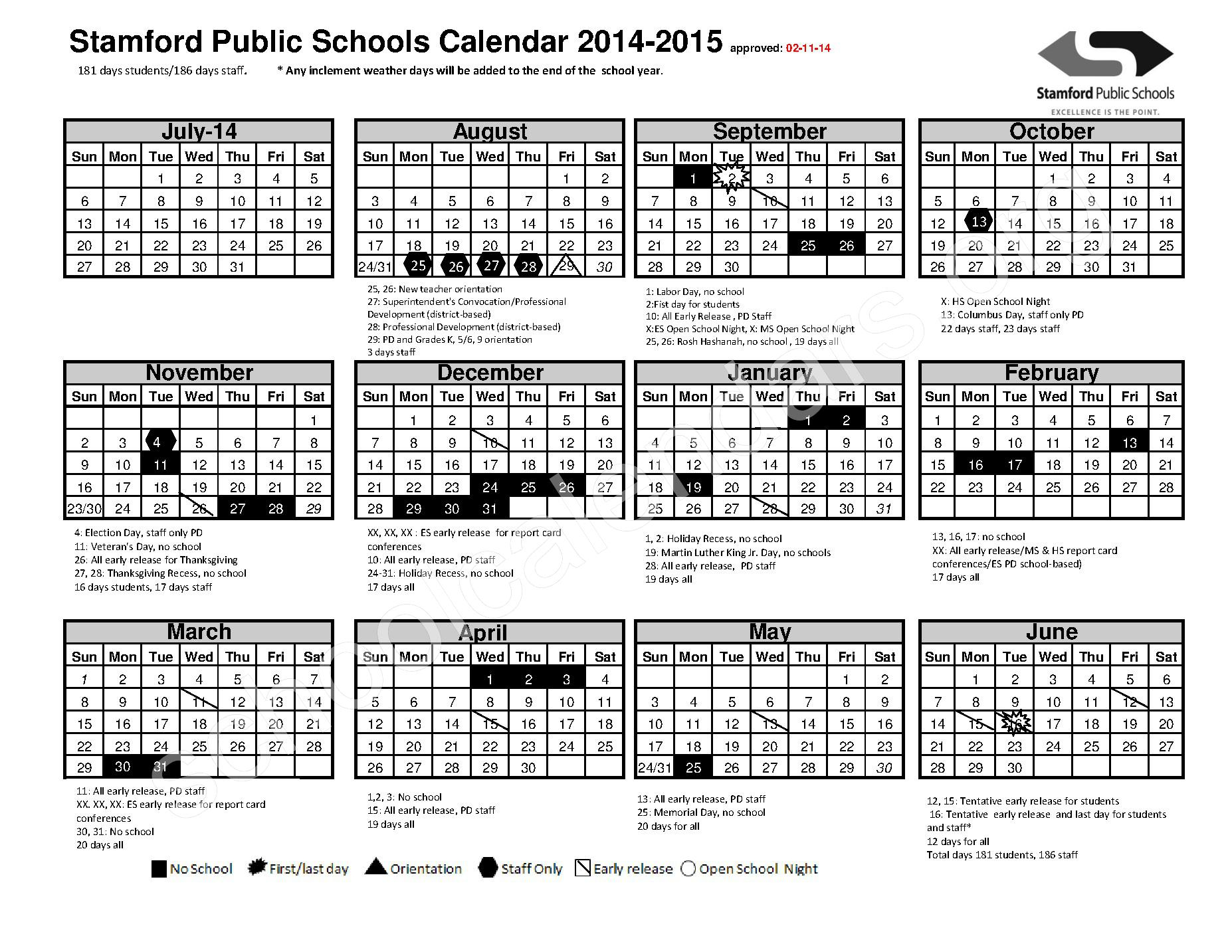 Stamford Public Schools Calendars Stamford CT