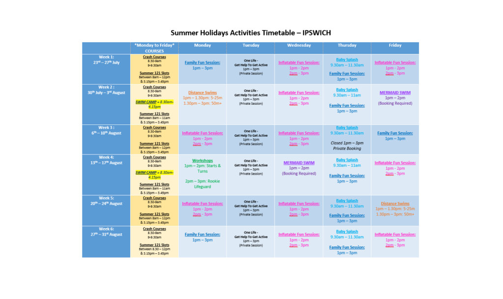 Summer Timetable Ipswich First Strokes